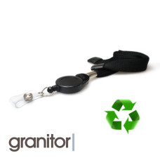 16mm Black Tubular Flexiweave Breakaway Lanyards with attached Mini Yoyo Card Reel & Clear Vinyl Strap