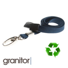 Lanyard Mörkblå 10 mm miljövänlig med metallhummerklämma