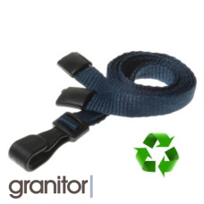 Lanyard Mörkblå 10 mm miljövänlig med plastklämma