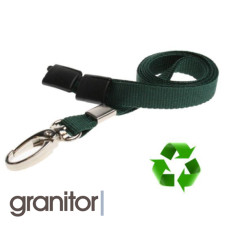 Lanyard Mörkgrön 10 mm miljövänlig med metallhummerklämma