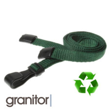 Lanyard Mörkgrön 10 mm miljövänlig med plastklämma