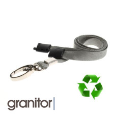 Lanyard Grå 10 mm miljövänlig med metallhummerklämma