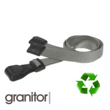 Lanyard Grå 10 mm miljövänlig med plastklämma