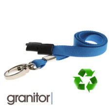 Lanyard Ljusblå 10 mm miljövänlig med metallhummerklämma