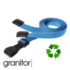 Lanyard Ljusblå 10 mm miljövänlig med plastklämma