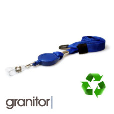 16mm Blue Tubular Flexiweave Breakaway Lanyards with attached Mini Yoyo Card Reel & Clear Vinyl Strap