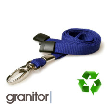 Lanyard Marinblå 10 mm miljövänlig med metallhummerklämma