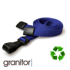 Lanyard Marinblå 10 mm miljövänlig med plastklämma