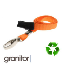 Lanyard Orange 10 mm miljövänlig med metallhummerklämma