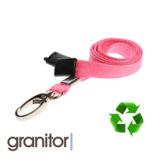 Lanyard Rosa 10 mm miljövänlig med metallhummerklämma