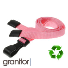 Lanyard Rosa 10 mm miljövänlig med plastklämma
