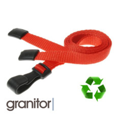 Lanyard Röd 10 mm miljövänlig med plastklämma