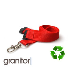 Lanyard Röd 20 mm miljövänlig med metalltriggerklämma