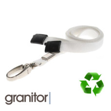 Lanyard Vit 10 mm miljövänlig med metallhummerklämma