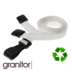 Lanyard Vit 10 mm miljövänlig med plastklämma