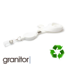 16mm White Tubular Flexiweave Breakaway Lanyards with attached Mini Yoyo Card Reel & Clear Vinyl Strap