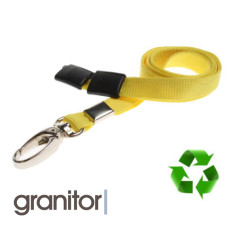 Lanyard Gul 10 mm miljövänlig med metallhummerklämma