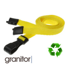 Lanyard Gul 10 mm miljövänlig med plastklämma