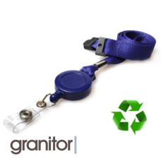 15mm Recycled Plain Blue Lanyards with Card Reels