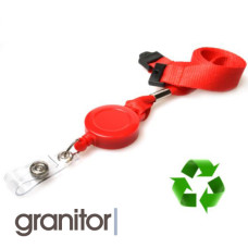 15mm Recycled Plain Red Lanyards with Card Reels
