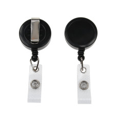 Black ID Badge Reels with Strap Clip