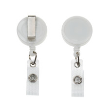 White ID Badge Reels with Strap Clip