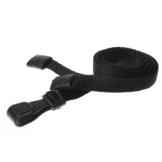 10mm Recycled Plain Black Lanyards with Plastic J Clip