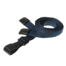 10mm Recycled Plain Dark Blue Lanyards with Plastic J Clip