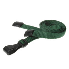 10mm Recycled Plain Dark Green Lanyards with Plastic J Clip