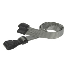 10mm Recycled Plain Grey Lanyards with Plastic J Clip