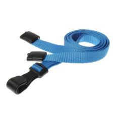 10mm Recycled Plain Light Blue Lanyards with Plastic J Clip