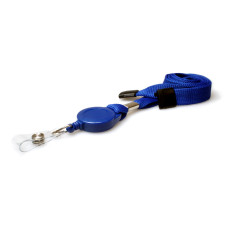 16mm Blue Tubular Flexiweave Breakaway Lanyards with attached Mini Yoyo Card Reel & Clear Vinyl Strap