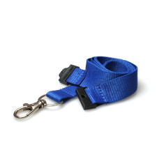 20mm Recycled Blue Lanyards with Flat Breakaway and Metal Trigger Clip