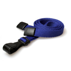 10mm Recycled Plain Navy Blue Lanyards with Plastic J Clip