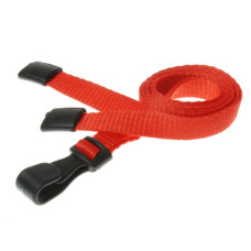 Lanyard Röd 10 mm miljövänlig med plastklämma