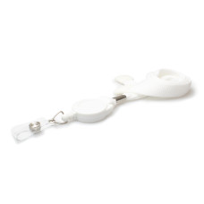 16mm White Tubular Flexiweave Breakaway Lanyards with attached Mini Yoyo Card Reel & Clear Vinyl Strap