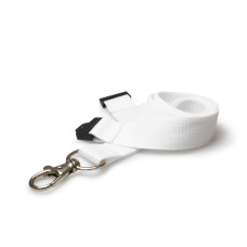 20mm Recycled White Lanyards with Flat Breakaway and Metal Trigger Clip